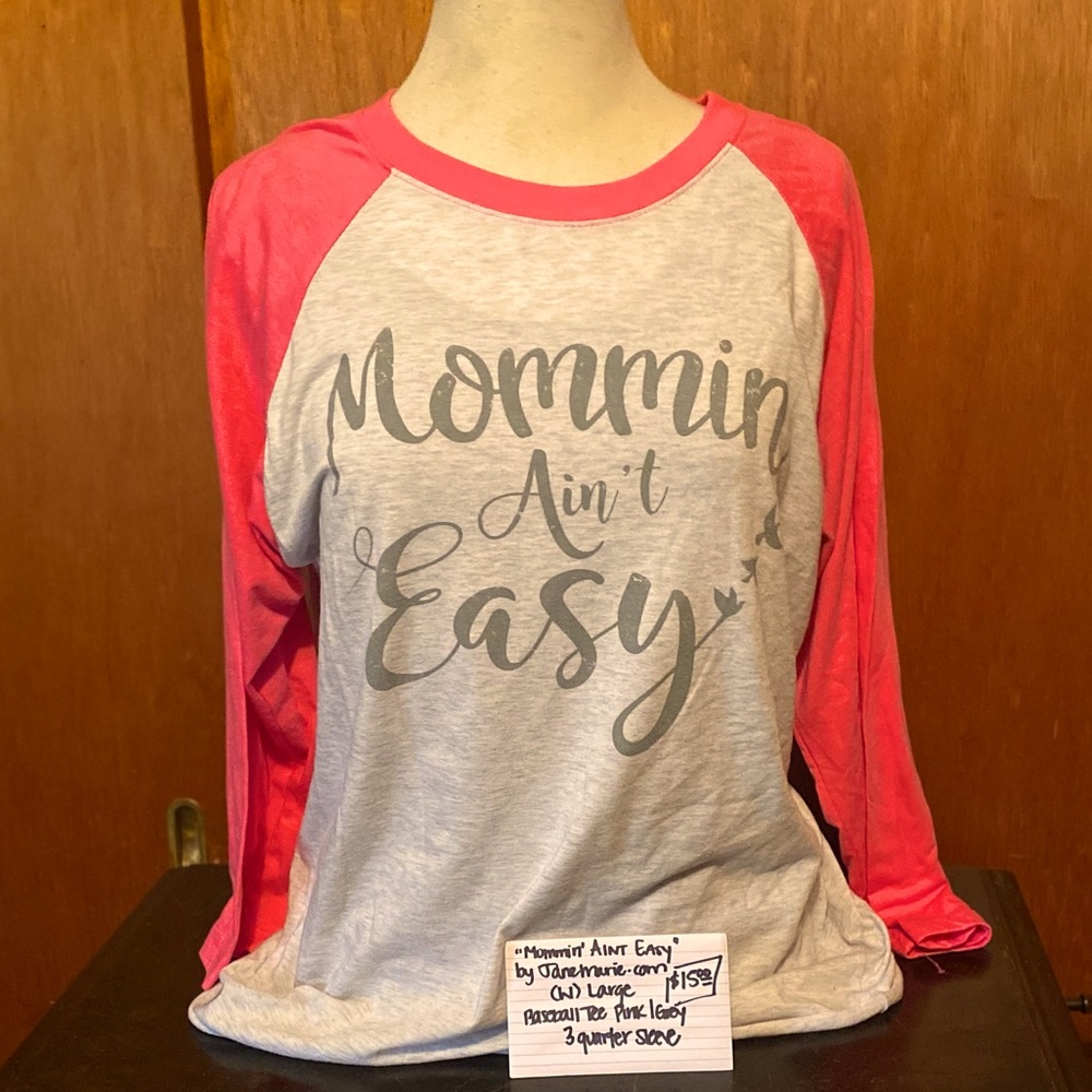 NWT JANEMARIE BASEBALL STYLE WOMENS MOM TEE LG